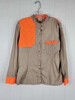 She Outdoor Shooting Shirt Button Up Blaze Orange Quilted Womens M Cotton